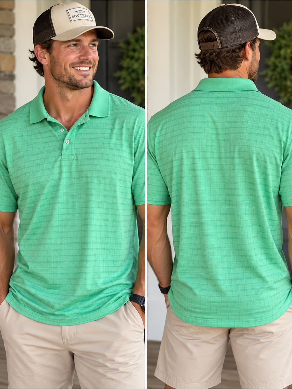 🤠❤️‍🔥 Saddlebred Performance Polo Shirt Men’s XL Green Plaid Golf Polo